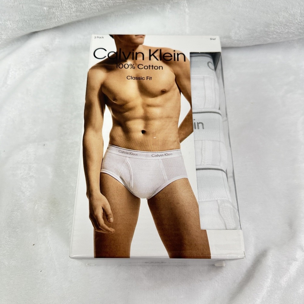 Calvin Klein Men's Brief 100% Cotton Classics 3-Pack, White, XX-Large
